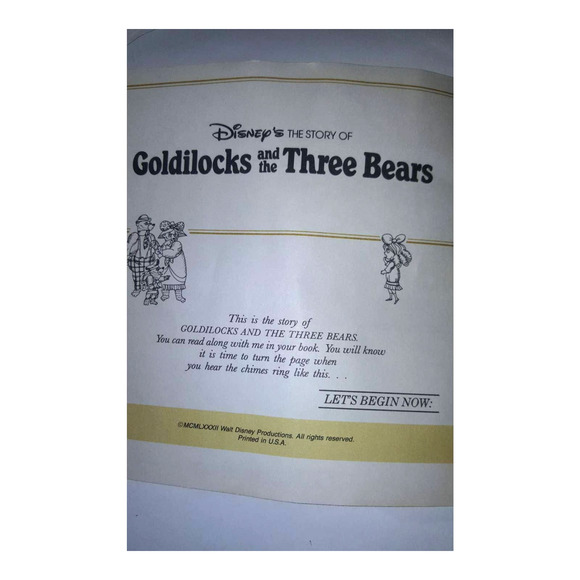 Rare 1980's Fisher Price Goldilocks Three Bears Golden Book On Tape  Disney - Picture 4 of 5